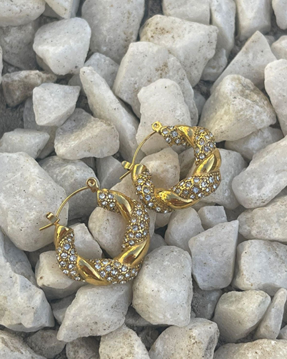 Twisted Stone Hoops